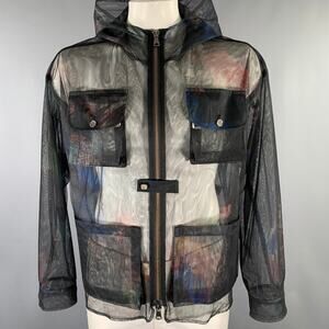 ANDERSSON BELL Size L Black Floral Zip Up & Hood Jacket